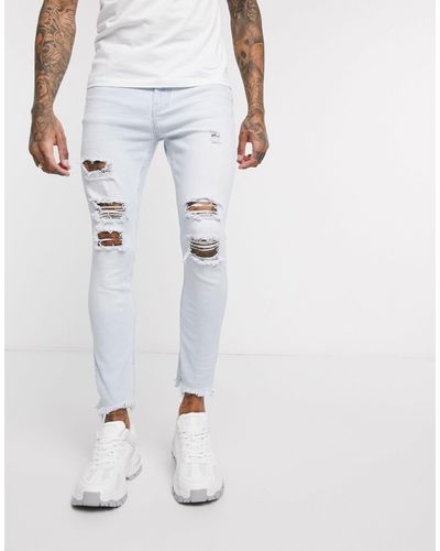 Bershka Jeans super skinny azzurri - Bianco