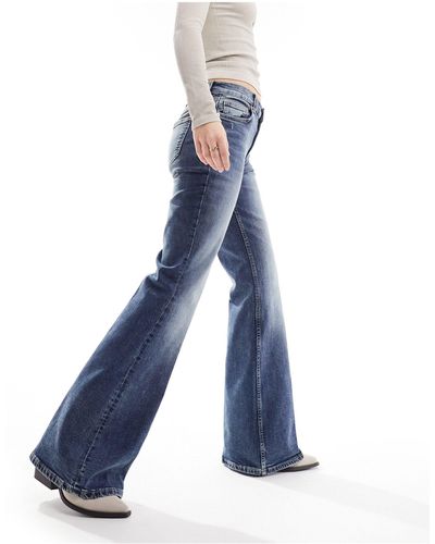 Mango Flare Washed Front Jeans - Blue
