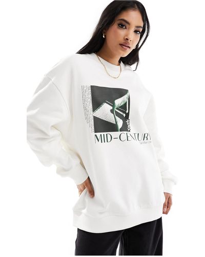 ASOS Oversized Sweat With Mid Century Furniture Graphic - White