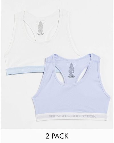 French Connection 2 Pack Crop Tops With Logo Tape - Blue