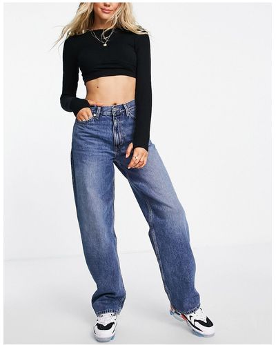 Weekday Rail Mid Rise baggy Fit Jeans - Blue