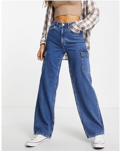 New Look – jeans mit cargo-tasche - Blau