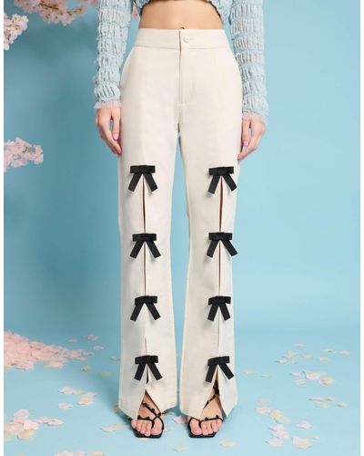 Sister Jane Bow Embellished Trousers - Blue