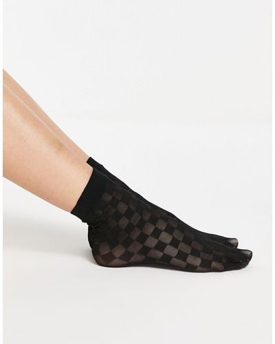 Gipsy Sheer Mesh Checkerboard Sock - Black