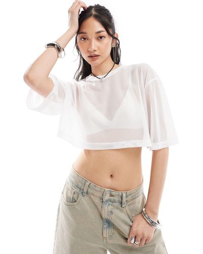 Collusion Airtex Crop Tee With Number Graphic - White
