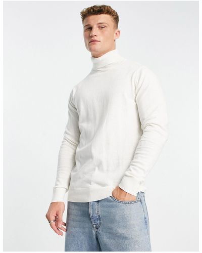 Threadbare Cotton Roll Neck Sweater - White