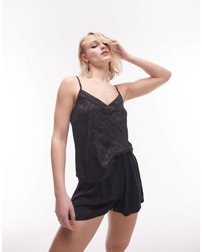 TOPSHOP Floral Jacquard Cami And Shorts Pyjama Set - Black