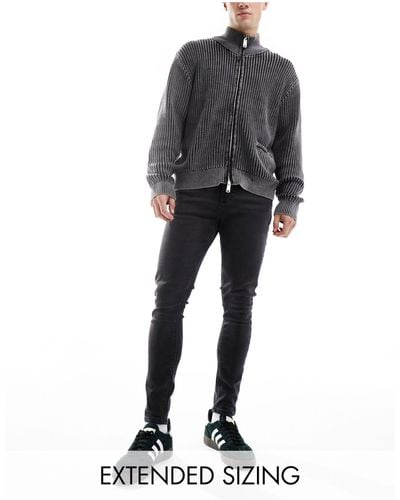 ASOS Spray On Jeans With Power Stretch And Rips - Black