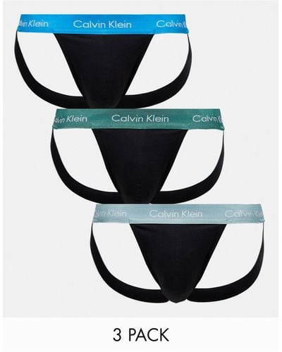 Calvin Klein – jockstraps im 3er-pack aus elastischer baumwolle mit bund - Blau