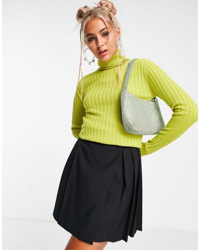 Collusion Knitted Roll Neck Jumper - Green
