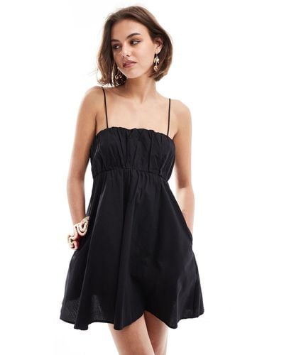 ASOS Ruched Bust Mini Sundress With Adjustable Straps - Black