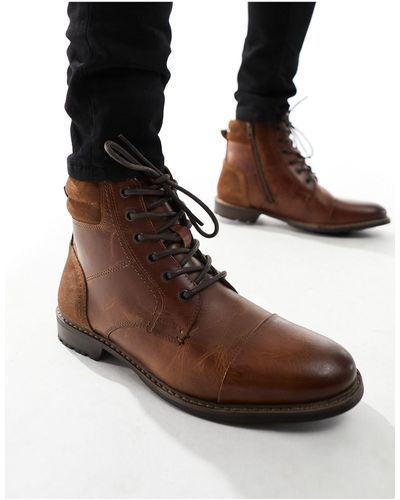 Red Tape Wide Fit Casual Lace Up Boots - Brown