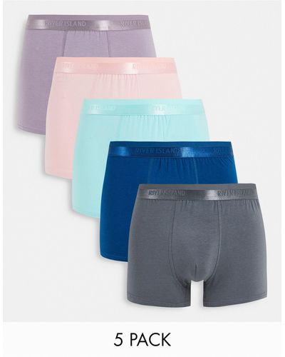 River Island 5 Pack Of Trunks - Blue