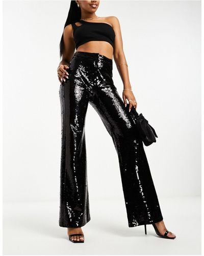 & Other Stories Sequin Flare Leg Trousers - Black