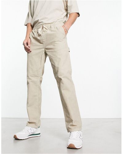PacSun Bowen - pantaloni a coste color pietra - Bianco