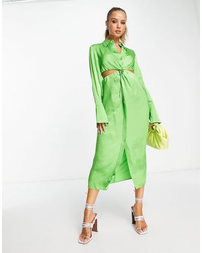 & Other Stories Cut Out Midi Dress - Green