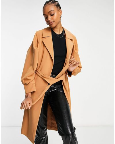 Y.A.S Formal Coat With Tie Waist And Volume Sleeve - Orange