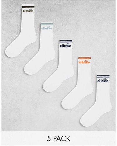 Ellesse Confezione regalo da 5 paia di calzini bianchi con logo - Bianco