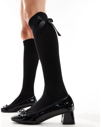 ASOS Knee High Socks With Bow - Black