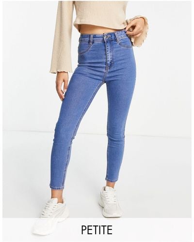 Pull&Bear Petite - jeans super skinny a vita alta medio - Blu