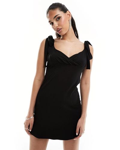 ASOS Sweetheart Neck Softline Mini Dress With Bow Detail Straps - Black