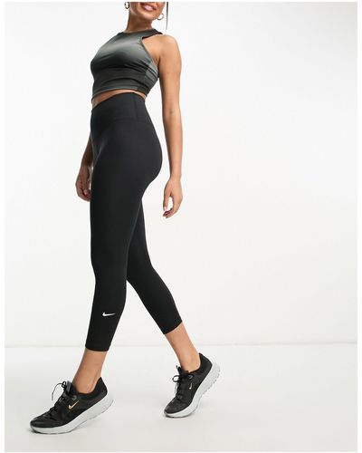 Nike – dri-fit – kurz geschnittene leggings mit hohem bund - Schwarz