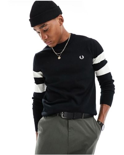 Fred Perry Tipped Sleeve Jumper - Black