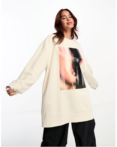Monki Oversized Sweatshirt - Natural