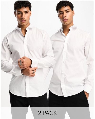 Jack & Jones 2 Pack Slim Fit Smart Shirt - White