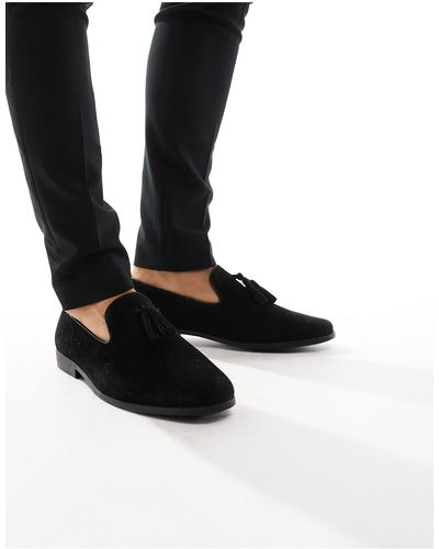 New Look – loafer mit bommel aus wildleder - Schwarz
