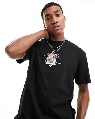 Weekday Oversized T-shirt With Computer Graphic Print - Black