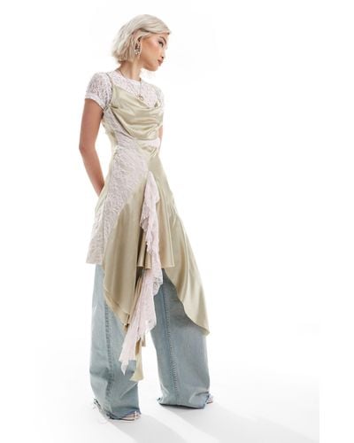 Reclaimed (vintage) Limited Edition Asymmetric Hem Midi Dress - Multicolour