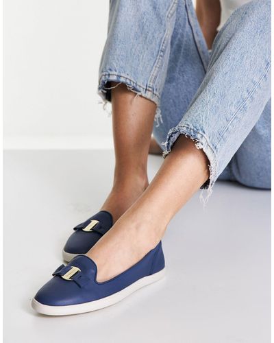Fiorelli Mia Leather Loafers - Blue