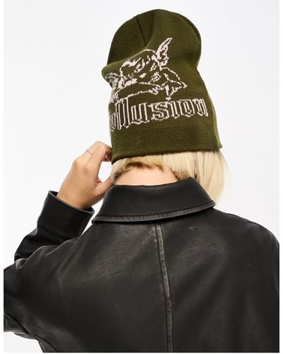 Collusion Skater Beanie With Cupid Graphic Knit - Black