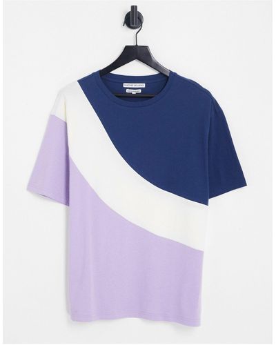 Another Influence – t-shirt im farbblockdesign - Blau