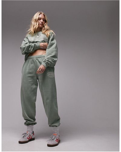 TOPSHOP Co-ord Graphic Embroidered Soho Oversized Vintage Wash jogger - Grey