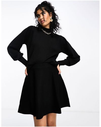 Y.A.S High Neck Knitted Jumper With Balloon Sleeves Co-ord - Black