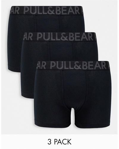 Pull&Bear Set Van 3 Boxershorts Met Contrasterende Tailleband - Zwart