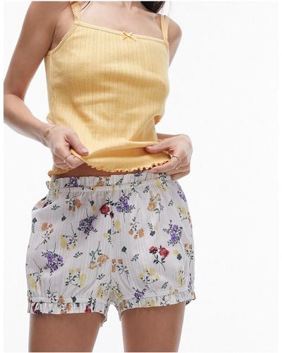 TOPSHOP Floral Bloomer Shorts - White