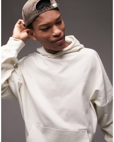 TOPMAN Oversized Dropped Shoulder Hoodie - White