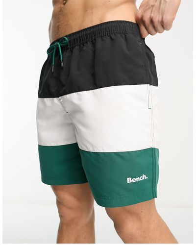 Bench Pantaloncini da bagno taglio lungo color block nero, bianco e - Verde