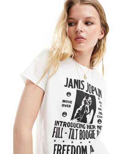 Daisy Street Janis Joplin Graphic Shrunken Fit T-shirt - White