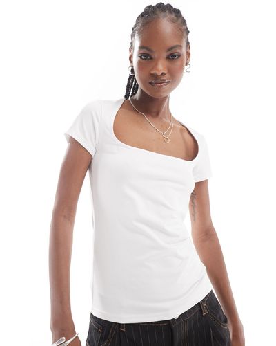 Weekday Ariel Open Square Neck Top - White