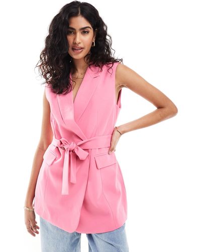 ASOS Blazer sartoriale senza maniche tenue allacciato - Rosa