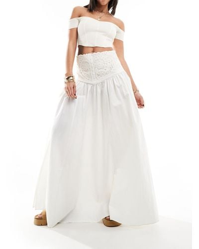 Free People Embroidered Panel Maxi Skirt - White