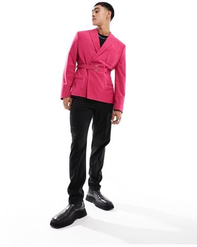 ASOS Slim Belted Blazer - Pink