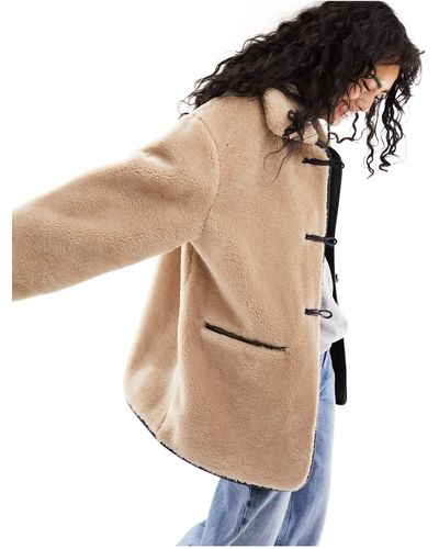 Pull&Bear Manteau en teddy avec boutons en corne - camel - Neutre