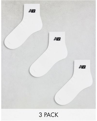 New Balance Set Van 3 Paar Halfhoge Sokken Met Logo - Wit