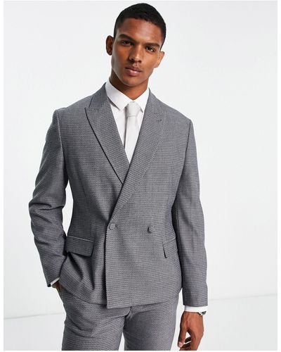 ASOS Slim Double Breasted Suit Jacket - Grey