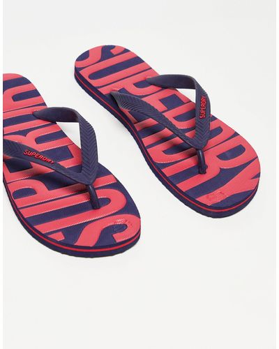 Superdry Chanclas azul marino veganas con logo - Rosa